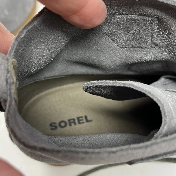 SOREL EVIE SUEDE GREY WEDGE BOOTIELACE UP WATERPROOF NWOT SIZE 8